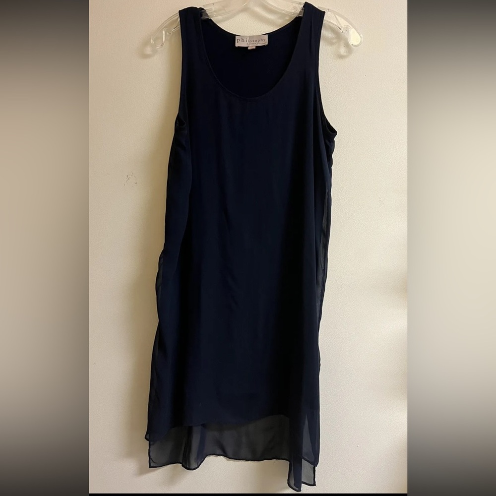 Philosophy Dress Women's Medium Navy Blue Sheer Layer Sleeveless Whimsygoth